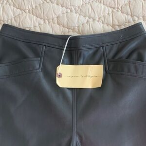 Raquel Allegra Black Lynn wide leg faux leather pants